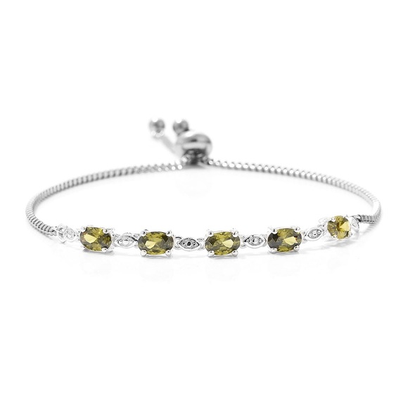 Designer Jewelry - PERIDOT CZ BRACELET 925 STERLING & STAINLESS BOLO